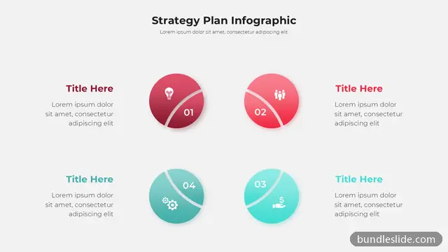 Process PPT template with 4 items in maroon, strategy plan, four steps - editable PowerPoint slide
