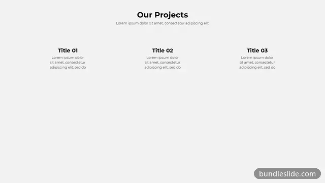 Icon Infographic PPT template with 3 items in black, three columns, project overview - editable PowerPoint slide