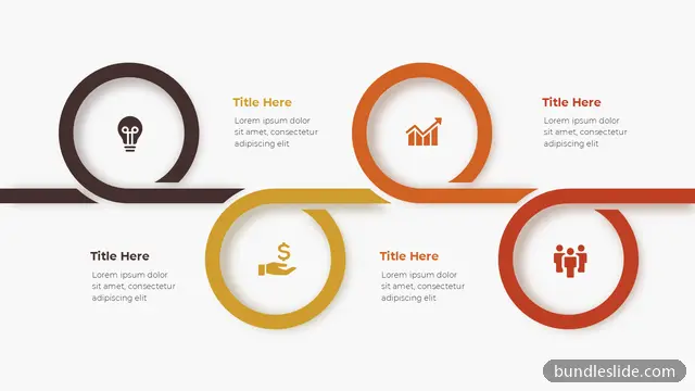 Process PPT template with 4 items in dark brown, timeline, four steps - editable PowerPoint slide