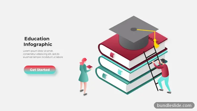 Title Slide PPT template in teal, education, graduation cap - editable PowerPoint slide