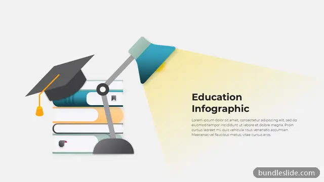 Title Slide PPT template in teal, education infographic, graduation cap - editable PowerPoint slide