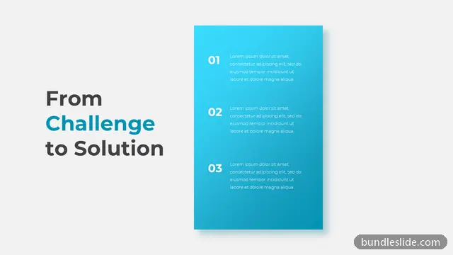 Comparison PPT template with 3 items in blue, case study, numbered list - editable PowerPoint slide