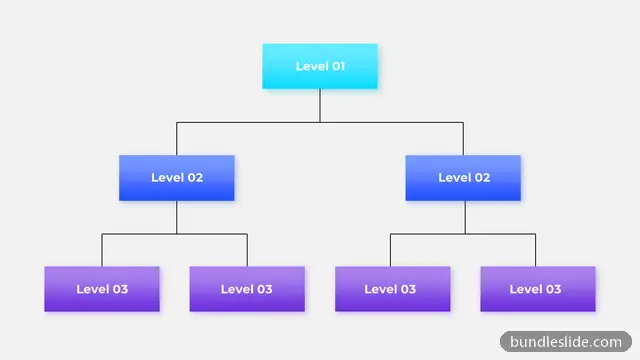 Operations PPT template with 7 items in cyan, hierarchy, organizational structure - editable PowerPoint slide
