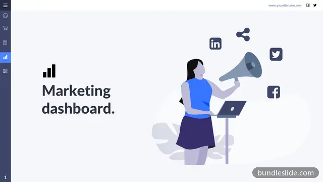 Title Slide PPT template in navy, marketing dashboard, social media - editable PowerPoint slide