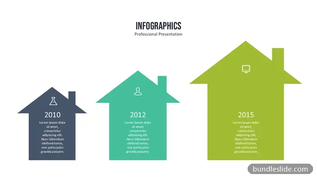 Roadmap PPT template with 3 items in dark blue, timeline, growth chart - editable PowerPoint slide