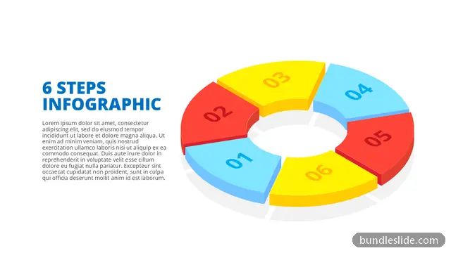 6 Step Process PPT template with 6 items in yellow, 6 steps, isometric - editable PowerPoint slide