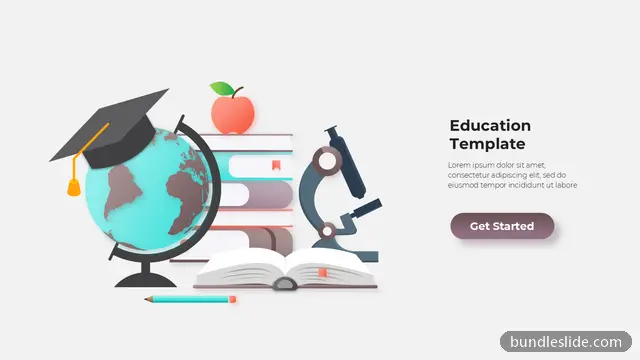 Title Slide PPT template in teal, education template, globe - editable PowerPoint slide