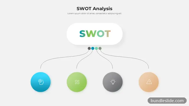 SWOT Analysis PPT template with 4 items in blue, SWOT, strengths weaknesses opportunities threats - editable PowerPoint slide