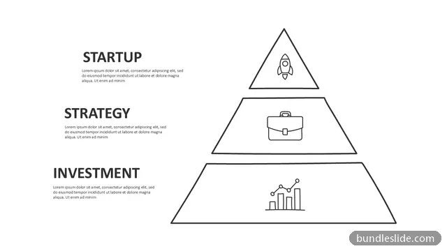 Finance PPT template with 3 items in white, pyramid diagram, 3-level hierarchy - editable PowerPoint slide