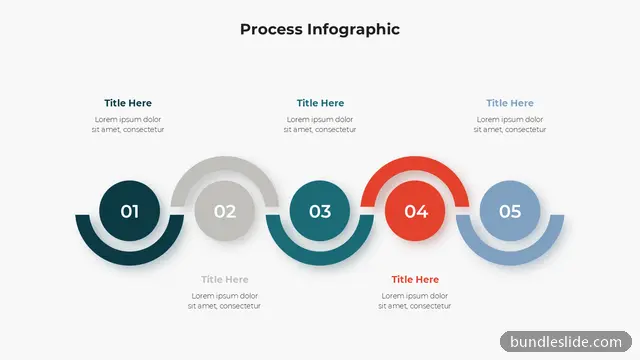 Operations PPT template with 5 items in dark teal, 5 steps, numbered circles - editable PowerPoint slide