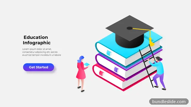 Title Slide PPT template in cyan, education infographic, isometric illustration - editable PowerPoint slide