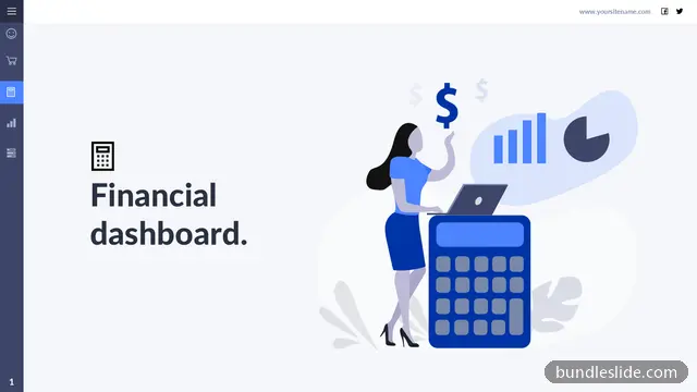 Title Slide PPT template in blue, financial dashboard, title slide - editable PowerPoint slide