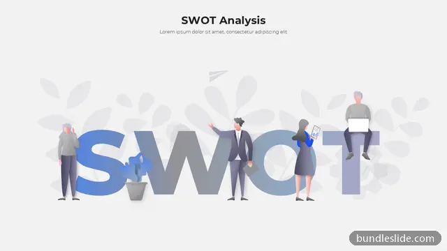 Title Slide PPT template in gray, SWOT, large typography - editable PowerPoint slide