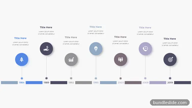 Roadmap PPT template with 7 items in blue, timeline, milestones - editable PowerPoint slide