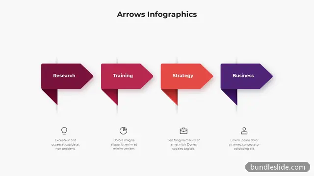 4 Step Timeline PPT template with 4 items in maroon, arrows, process steps - editable PowerPoint slide