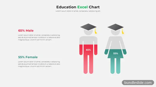 Comparison PPT template with 2 items in pink/red, gender comparison, male female statistics - editable PowerPoint slide