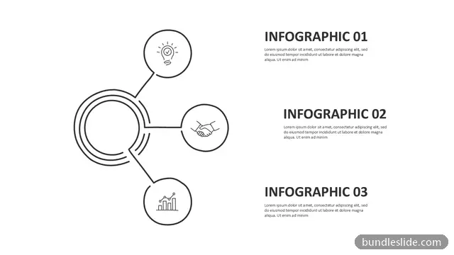 Mind Map PPT template with 3 items in black, doodle style, hand-drawn - editable PowerPoint slide