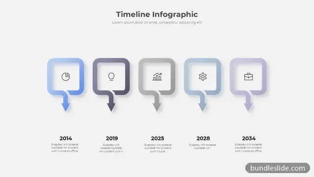 Roadmap PPT template with 5 items in blue, timeline, 5 steps - editable PowerPoint slide