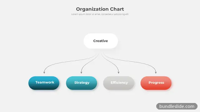 Org Chart PPT template with 4 items in blue, organization chart, hierarchy - editable PowerPoint slide