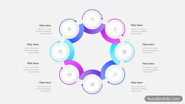 8 Step Process PPT template with 8 items in blue, cycle diagram, circular process - editable PowerPoint slide
