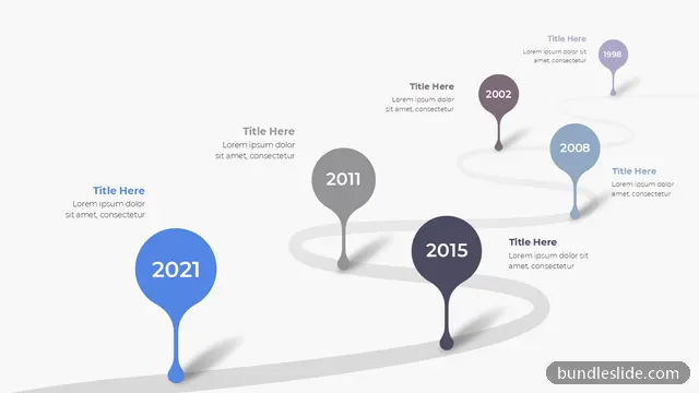 Roadmap PPT template with 6 items in blue, timeline, milestones - editable PowerPoint slide
