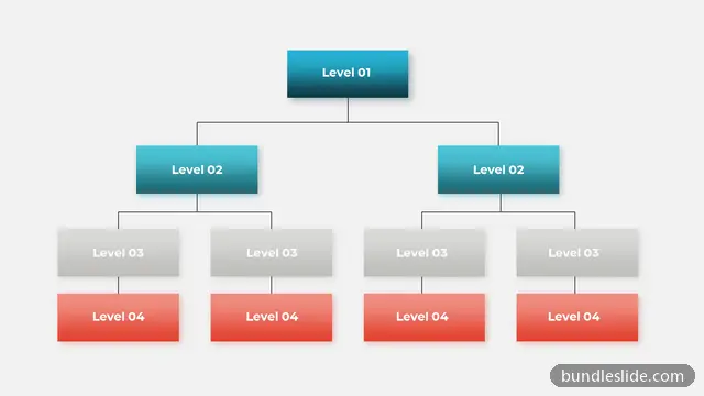 Hierarchy PPT template with 11 items in teal, organizational structure, hierarchy - editable PowerPoint slide