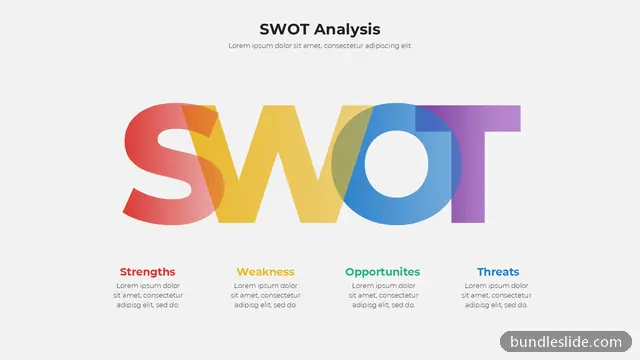 SWOT Analysis PPT template with 4 items in red, SWOT, strengths - editable PowerPoint slide