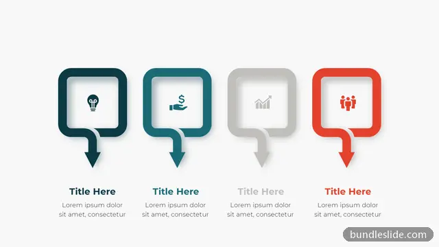 4 Step Timeline PPT template with 4 items in dark teal, four steps, icon boxes - editable PowerPoint slide