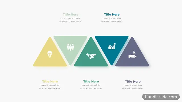 5 Step Timeline PPT template with 5 items in yellow, triangles, 5 steps - editable PowerPoint slide