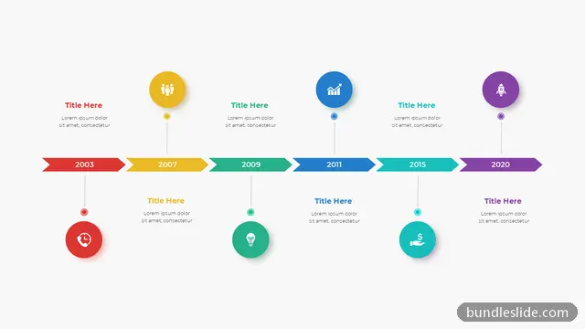 Roadmap PPT template with 6 items in red, timeline, milestones - editable PowerPoint slide