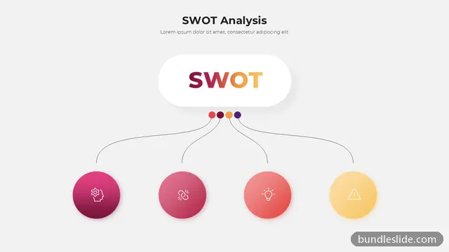 SWOT Analysis PPT template with 4 items in pink, SWOT, strategy analysis - editable PowerPoint slide