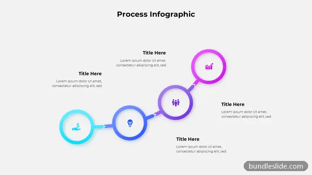 Roadmap PPT template with 4 items in cyan, 4-step process, circular icons - editable PowerPoint slide