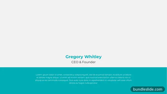 Team & About Us PPT template in teal, CEO, founder - editable PowerPoint slide