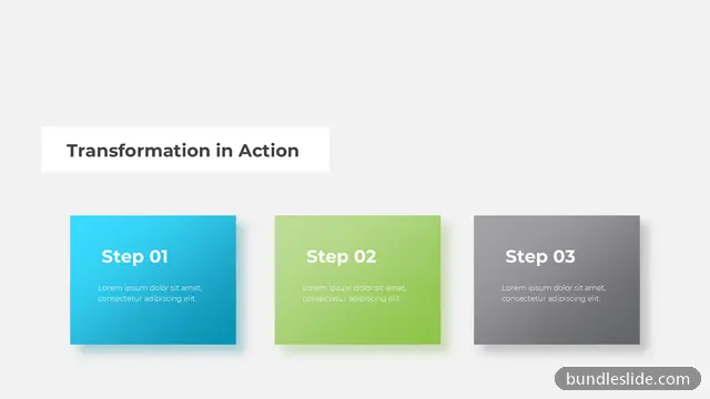 3 Step Process PPT template with 3 items in blue, three steps, process flow - editable PowerPoint slide
