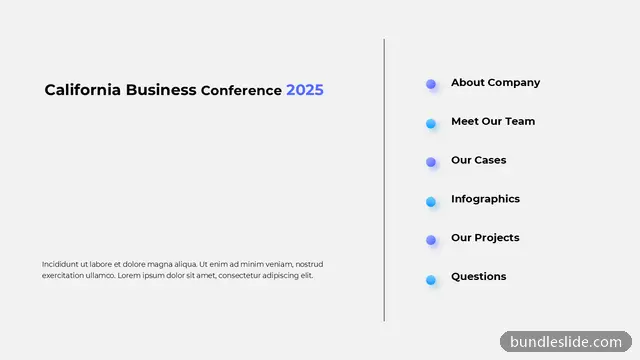 Agenda PPT template with 6 items in light gray, agenda list, conference - editable PowerPoint slide