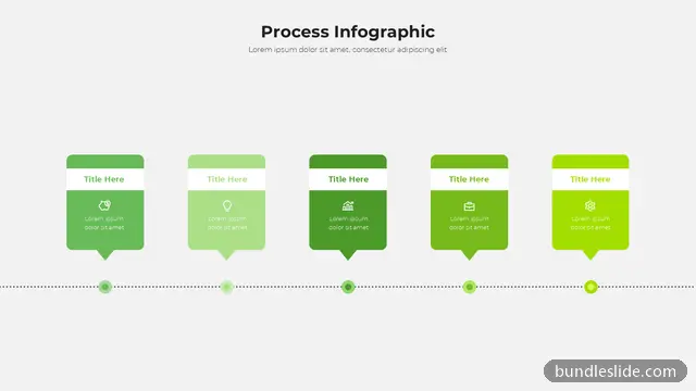 5 Step Timeline PPT template with 5 items in green, process infographic, timeline - editable PowerPoint slide