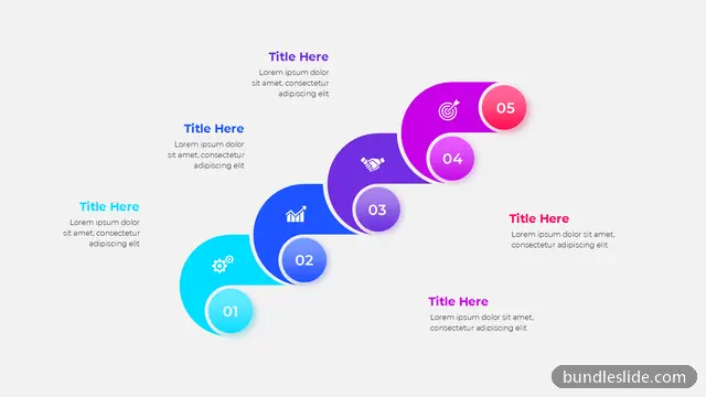 Roadmap PPT template with 5 items in cyan, workflow, 5 steps - editable PowerPoint slide