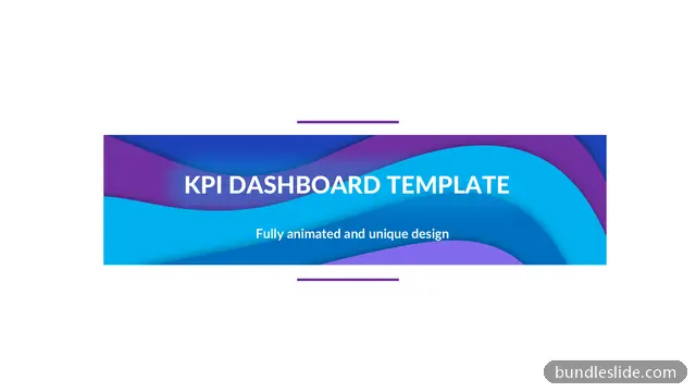 KPI Dashboard PPT template in blue, title slide, wavy background - editable PowerPoint slide