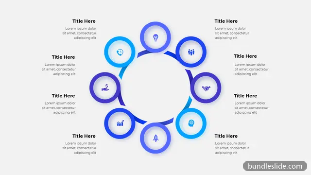 8 Step Process PPT template with 8 items in blue, 8-step cycle, circular diagram - editable PowerPoint slide