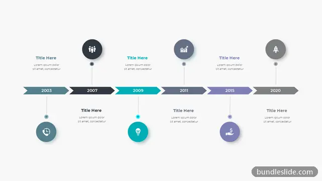 6 Step Roadmap PPT template with 6 items in teal, timeline, arrows - editable PowerPoint slide