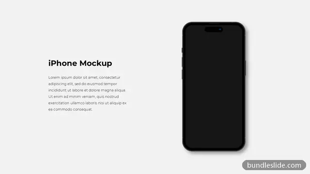 Mockup & Illustration PPT template in black, iPhone mockup, smartphone - editable PowerPoint slide