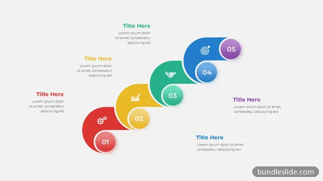 5 Step Timeline PPT template with 5 items in red, workflow, 5 steps - editable PowerPoint slide