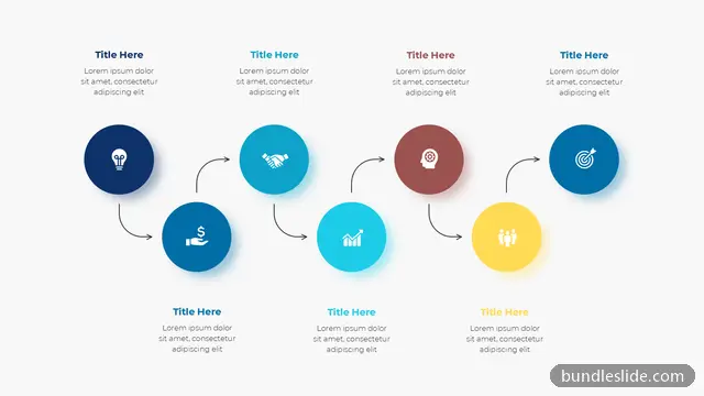 8 Step Process PPT template with 8 items in navy blue, zigzag process, 8 steps - editable PowerPoint slide