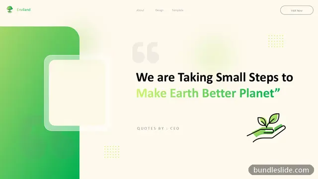 Environment & Ecology PPT template in green, quote slide, environment - editable PowerPoint slide