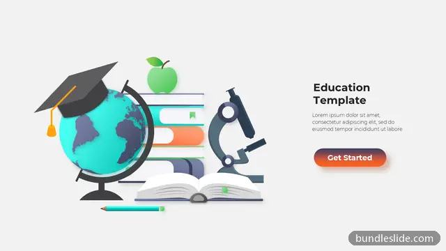 Mockup & Illustration PPT template in teal, education, globe - editable PowerPoint slide