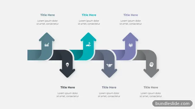 Flowchart PPT template with 6 items in teal, arrows, process flow - editable PowerPoint slide