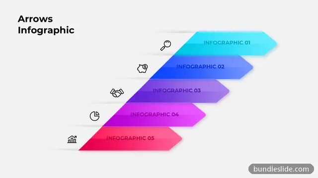 5 Step Roadmap PPT template with 5 items in cyan, arrows, diagonal layout - editable PowerPoint slide