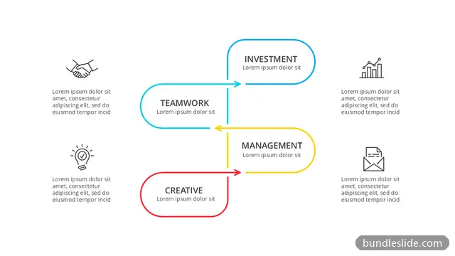 4 Stage Cycle PPT template with 4 items in blue, four stage cycle, investment - editable PowerPoint slide