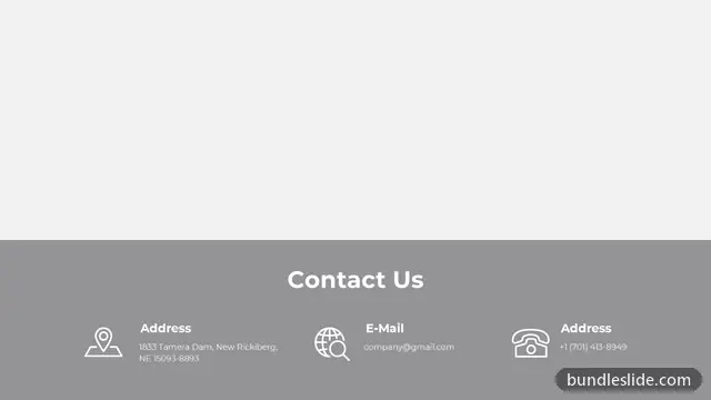 Team & About Us PPT template with 3 items in gray, contact us, address - editable PowerPoint slide