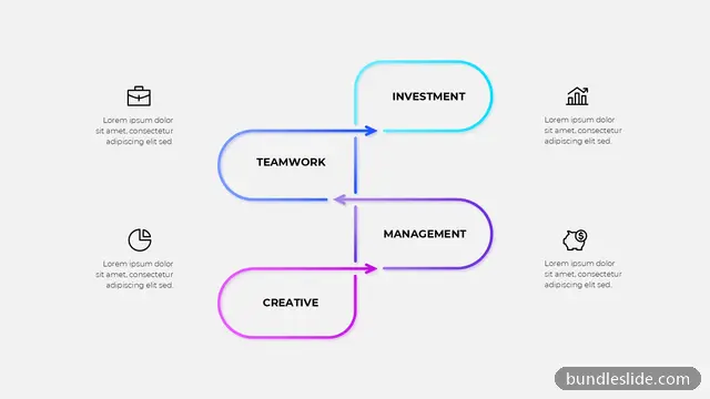 4 Stage Cycle PPT template with 4 items in cyan, four steps, cyclical flow - editable PowerPoint slide